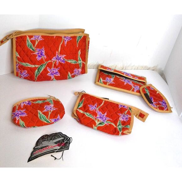 Vintage Star Travel Accessories Floral Print Quilted Travel Toiletry Set of 5 - Picture 11 of 11